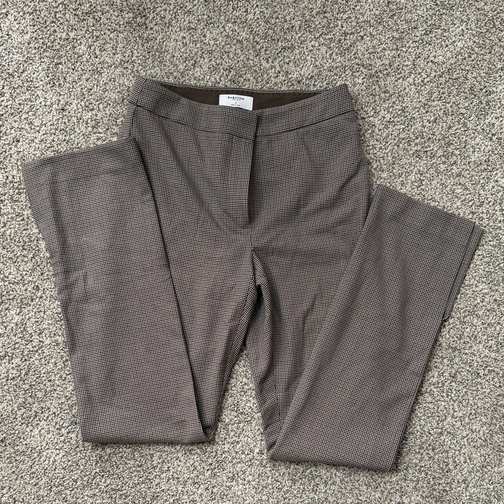 Aritzia Brown Checkered Women's Babaton Trousers